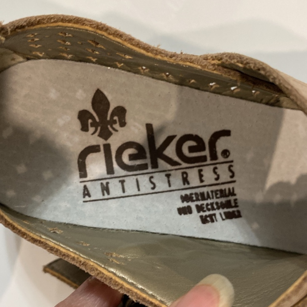 Rieker Antistress Perforated Floral Pattern Leather Heels Shoes Size 37 - Picture 11 of 15